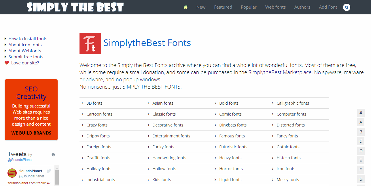 เว็บไซต์แจกฟอนต์ภาษาอังกฤษฟรี SimplytheBest Fonts 