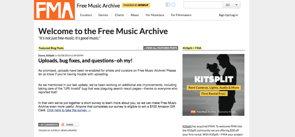 โหลดไฟล์เสียง Free Music Archive