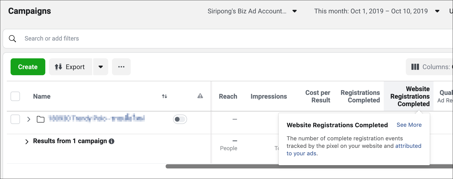 Customize Columns เป็น Standard Events ใน Facebook Ads Manager (ตัวอย่าง)