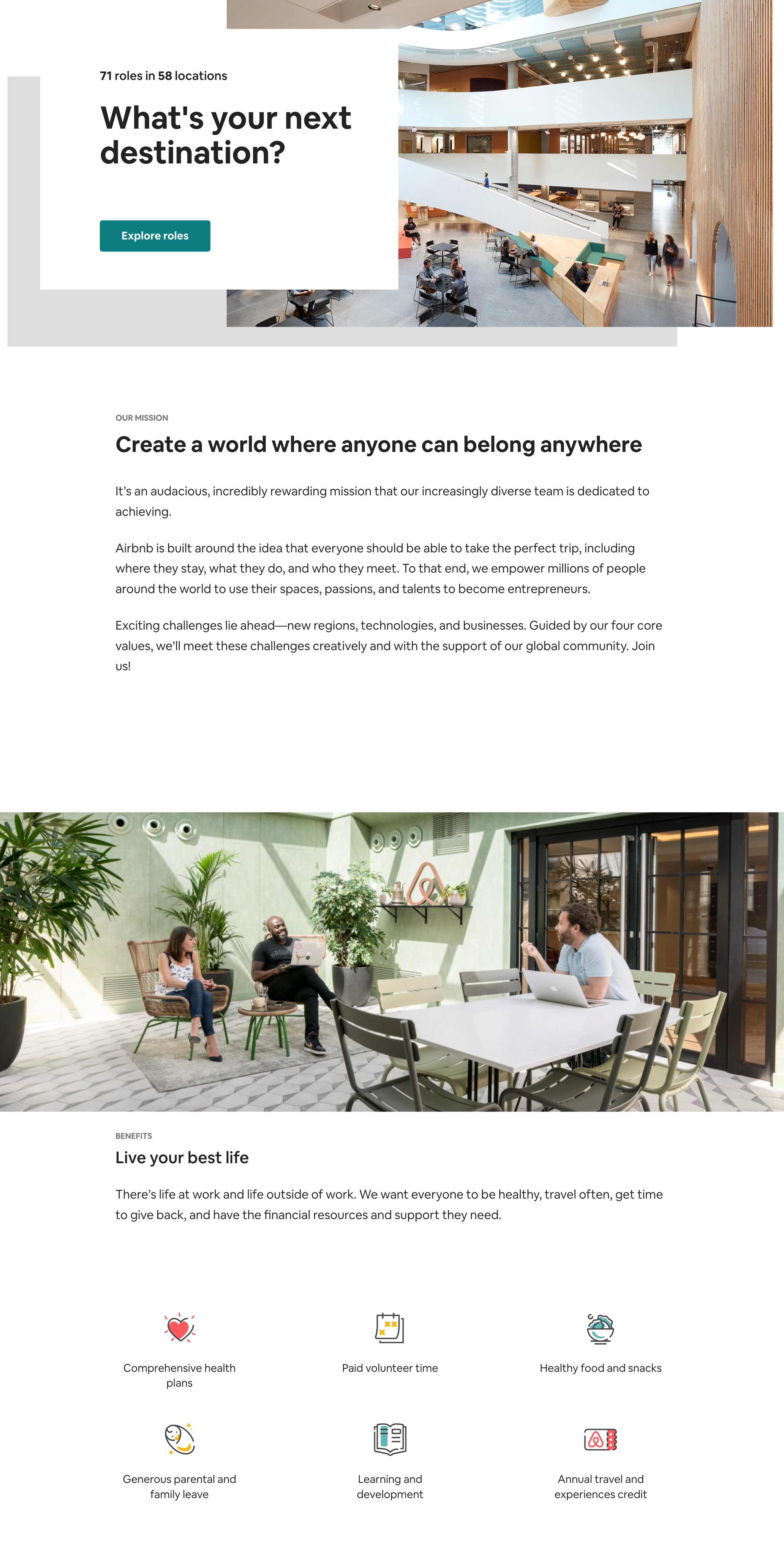 ตัวอย่างหน้า Career Page ของ Airbnb