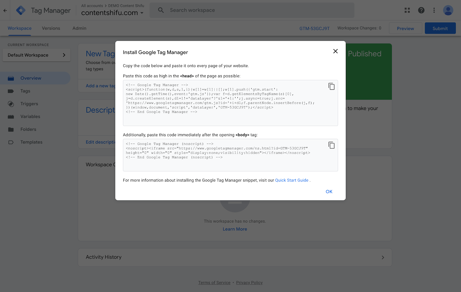 Google Tag Manager Code