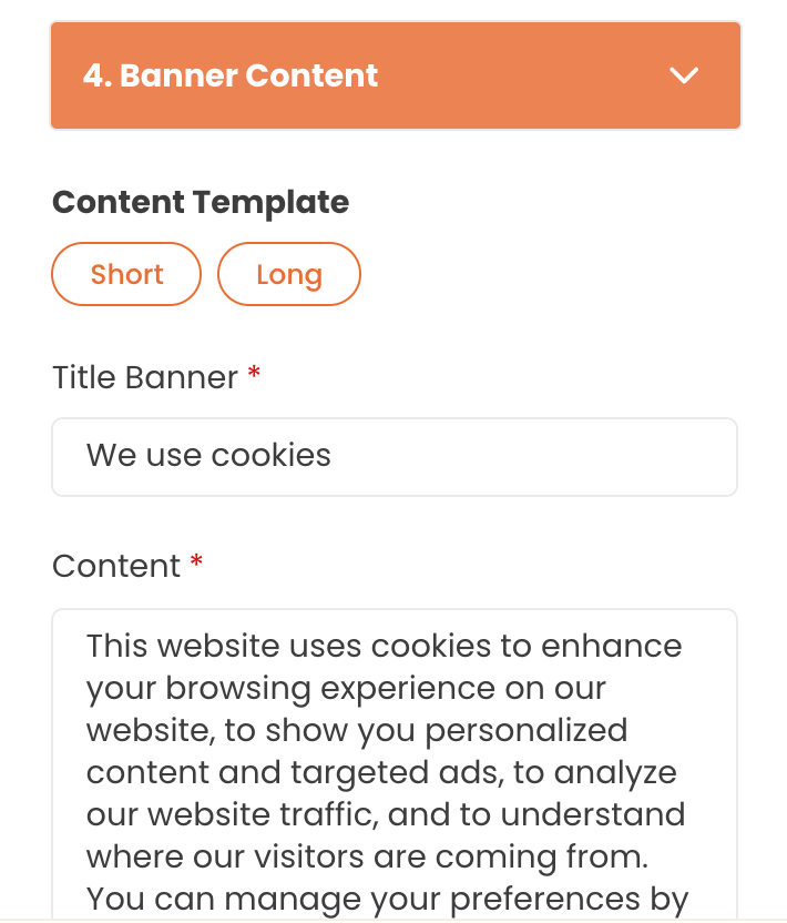 Cookie Banner: Banner Content