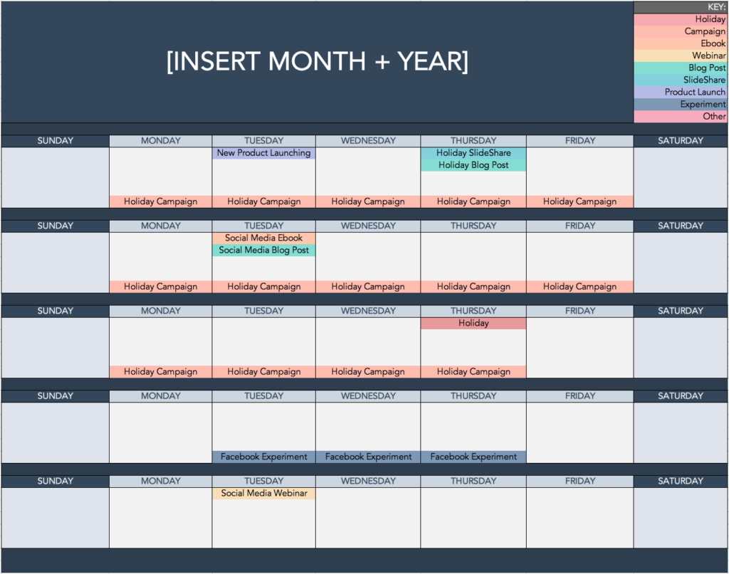 ตัวอย่าง Content Calendar