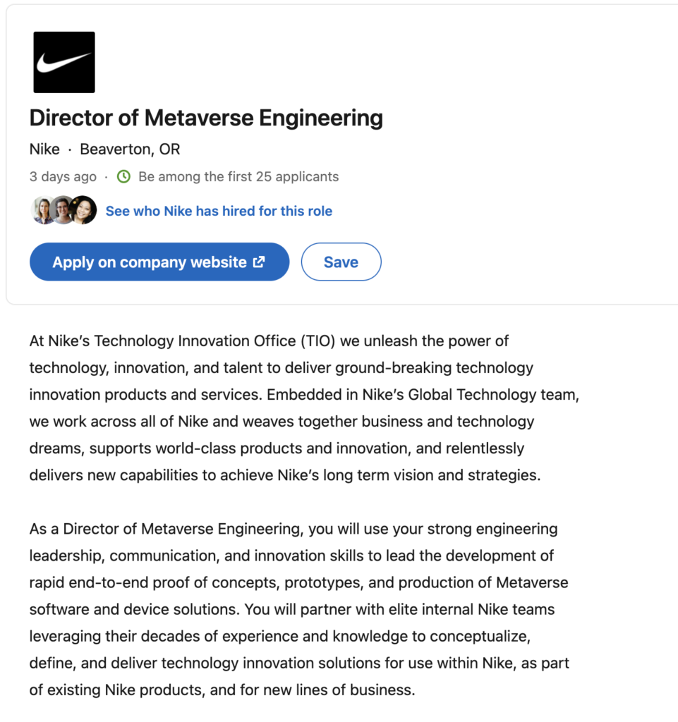 Nike Jobs [Metaverse]